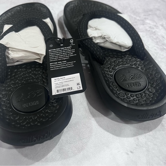 Allbirds Natural Black Sugar Zeffer Flip Flop Women Size 13 NWT - Picture 4 of 6